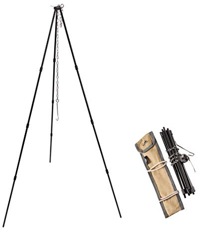Campingmoon Trépied pour feu de camp avec sac de transport en aluminium léger Chaîne en acier inoxydable 104,9 cm de hauteur