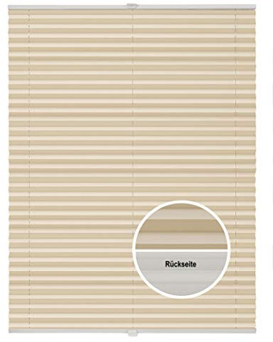 ondeco Plissee Thermo ohne Bohren mit Klemmträger,Sonnenschutz für Fenster innen, lichtschutz und Blickdicht, Faltrollo Sichtschutz für Tür, Jalousie Rollo leicht verdunkelnd Beige 70x210 cm