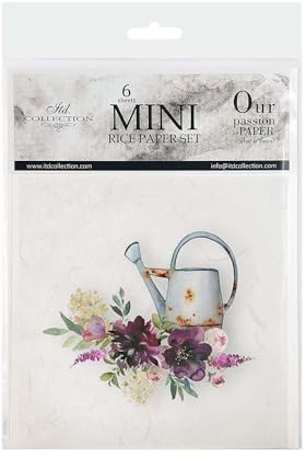 ITD Collection - Mini Reispapier Kreatives Set 14,8 x 14,8 cm (6 Blätter), Decoupage Reispapiere für Basteln, Papier zum Dekoration, Mehrfarbig (RSM019), Garden of Dreams