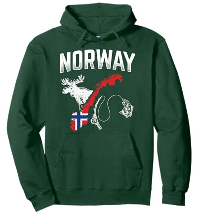 Norwegen Urlaub Norwegen Landkarte Angel Norwegen Elch Pullover Hoodie