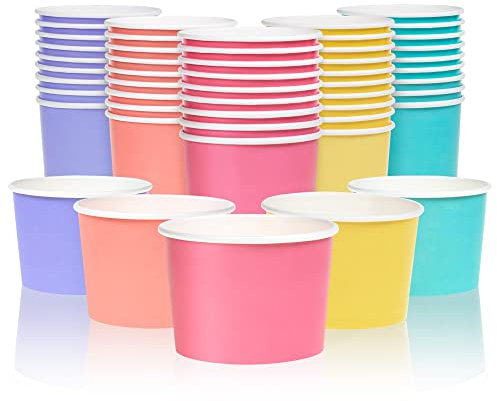 Coupes en Papier MATICAN pour Glaces, 50-Pack, Bols Jetables de 9 oz pour Desserts Chauds et Froids, 5 Couleurs Pastel
