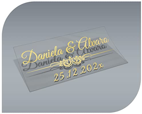 CrisPhy - Adesivi personalizzati per matrimonio, con nome e data, etichette adesive per inviti, matrimoni, battesimi, fidanzamenti, comunioni, compleanni, feste, vintage, timbri (modello 2)