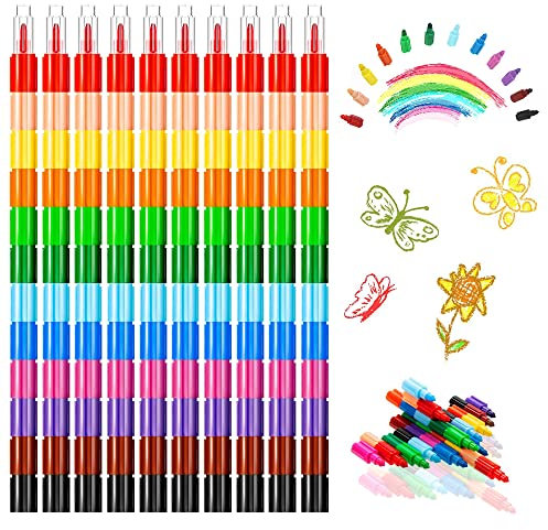 Coolon Wachsmalstifte,Buntstifte für Kleinkinder,Stapelbare Buntstifte Kinder,12 Farben Malen ​Buntstifte für kinder Malerei Geschenk Büro Schulbedarf (10Stück)