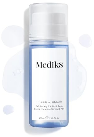 Medik8 Press & Clear - Klärender Peeling-Toner mit 2% BHA - Salicyl- & Tranexamsäure - reduziert Unreinheiten, Mitesser & Fettigkeit - 150ml