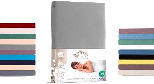 Livessa Spannbettlaken 100x200cm aus Baumwolle Single-Jersey Stoff 140 g/m², Spannbetttuch/Bettlaken, Oeko-TEX Zertifiziert (M24M05FF9), Ultra weich
