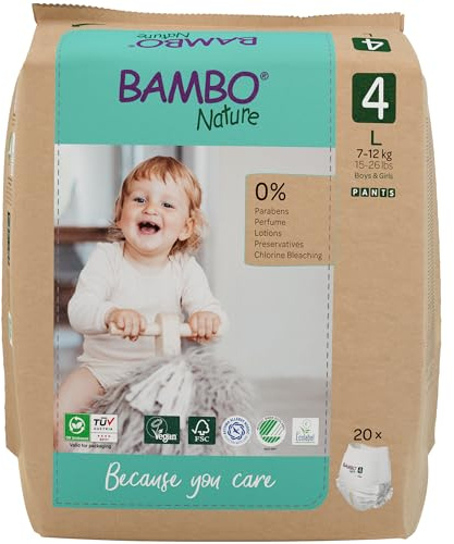 Bambo Nature Premium Trainingshöschen, Größe 4 (7 bis 12 kg), Größe L, für einen aktiven Tag und bequemen Schlaf