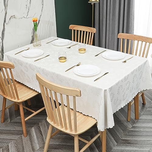 XQSSB Tischdecke Tischwäsche Tischtücher Wasserabweisend Anti heiß Tischdecke Wachstuchdecke Weiß a 120 × 160 cm