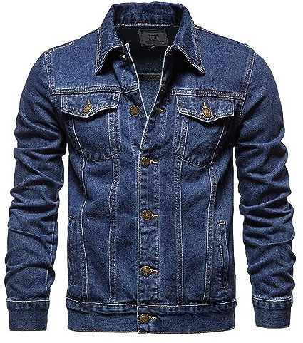 Duohropke chaqueta vaquera para hombre estilo motero, casual shacket, abrigo vaquero de camionero, chaqueta clásica vintage, blusa, entretiempo, Bu2., L