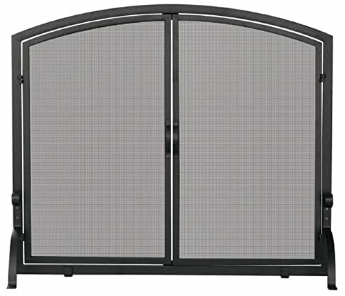 Kaminschirme, Einzelpaneel, schwarzer Schmiedeeisenschirm mit Türen – 86,4 x 111,8 cm, Kaminschirm, Flache Kaminschirme, dekorativ