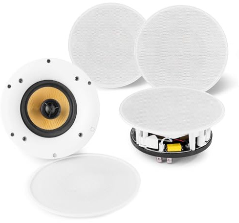 Power Dynamics WCS50 - Altavoces de Techo WiFi/Bluetooth - Sistema Multizona 50W, App 4STREAM y Rejilla Magnética - Fácil Instalación, Ideal para Hogar, Oficina y Comercios. Color Blanco