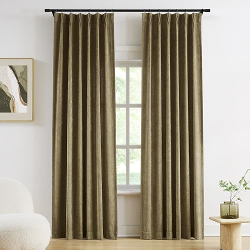 Vision Home Tende plissettate in ciniglia vellutata con filtro della luce, 304,8 cm, per soggiorno e camera da letto, tende semi-oscuranti plissettate con ganci, 3 m, 91,4 cm x 120 cm x 2 cm