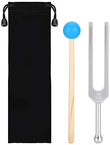 NSXAYIWE Stimmgabel, 528-Hz-Aluminium-Stimmgabel, Einfach zu Verwendendes Klangheilungs-Stimmgabel-Set Mit Hammer Und Aufbewahrungstasche