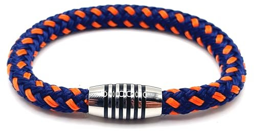 Armband Dark blue and orange aus farbintensiven Paracord-Segeltau mit schwarz emailliertem Edelstahlmagnetverschluss. (20.50)