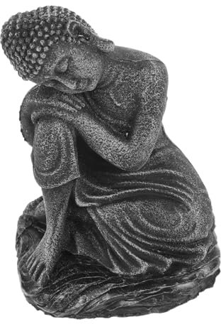 PRETYZOOM Schlafender Buddha Figur Resin Ornament Sitzend Zen Gartendekoration Innen Und Außen Retro Silber- Wetterfest Inspirierend Für Wohnzimmer Tisch Regal Geschenkidee