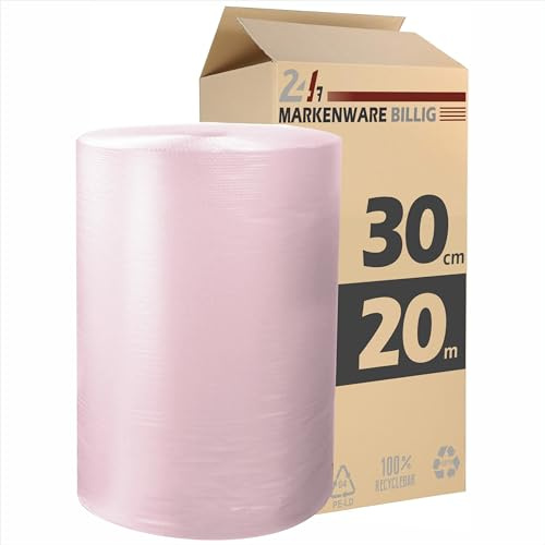 Luftpolsterfolie kleine Rolle 30cm x 20m Noppenfolie - Bubble Wrap Verpackungsmaterial - Polster - Pack - & Verpackungsfolie (3x 30cm x 20m)