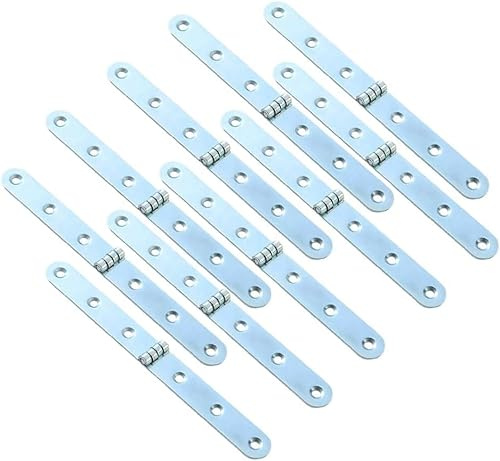 Silberfarbene Seitenschienen-Scharniere, für Schmuckkästchen, Boote, Türen, robuste Gurtscharniere, 270 Grad, Metallscharnier für Klapptisch, Holzkisten, Schranktüren und DIY-Projekte, 155 x 16 mm, 10