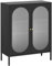 HOMSTEEL Buffet Sideboard Cabinet, Metal Storage Cabinet with Hazy PC Board Doors, Two Color Handles, Liquor Cabinet with Adjustable Shelves for Kitchen, Dining Room, Living Room, Black