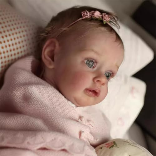 ZTZHYZR Reborn Puppe 19 Zoll/50 cm Silikon Lebensecht Reborn Baby 3D-Hautvenen Sind Deutlich Sichtbar Reborn Toddler Babypuppen Wie Echt mit Flasche und Schnuller für Baby Puppe ab 3 Jahre