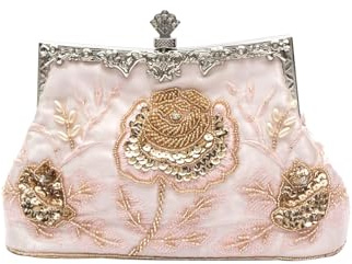 CORIOS Vintage 1920s Perline Borsetta da Sera Pochette con Floreale Donna Clutch con Paillettes Retro Borsa a Spalla Borsa a Tracolla Elegante Borse Messenger per Festa Cocktail Ballo Champagne