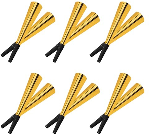 Beistle Sparkling Gold Party Horns – 4 Pack, Metallic Noisemakers with Black Jumbo Plastic Mouthpieces, Celebration Horns for New Year’s Eve, Birthdays, Graduations, Weddings & Special Events, 9”