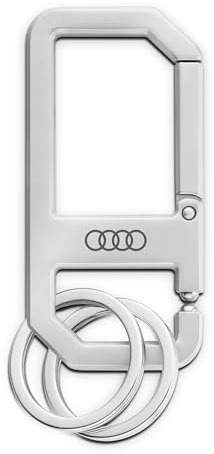 Audi 3182400500 Porte-clés Mousqueton en métal avec Logo Argenté, argenté, Taille Unique, Moderne
