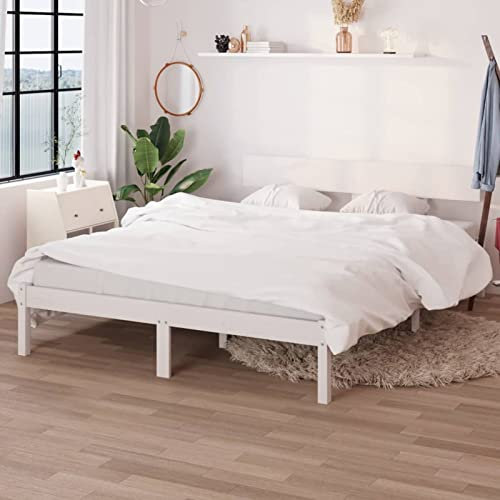 Iiaky Massivholzbett Bettgestell Bed Frame Bett Mit Bettkasten Hausbett Bett Massivholz Weiß Kiefer 140x190 cm - 810128