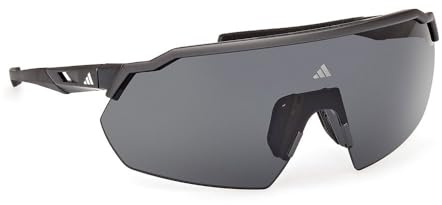 adidas Sport SP0093 Sonnenbrille Herren und Damen, Unisex Sportliche Dünne und Leichte Sonnenbrille, Bildschirm Linsenform, Inklusive Etui, Polarisierte Rauchgläser, Matt Schwarz