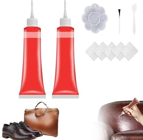 Advanced Leather Repair Gel, 2024 New Professional Leather Repair Kit for Car Seat Vinyl Repair Kit, Multifunctional Furniture Sofa Couch and Jacket Repair Kit (2Pcs Red)