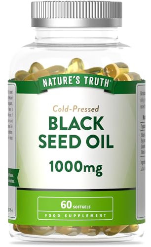 Black Seed Oil Capsules 1000mg | Cold Pressed Supplement with Omega 6 & 9 | 60 Softgels | Nature's Truth