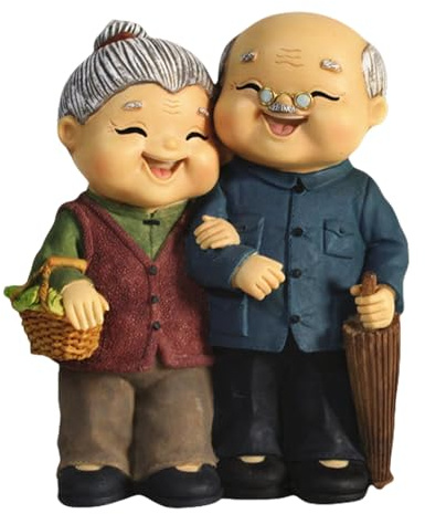 Eladcncmc Jubiläumsfiguren für ältere Menschen, Miniatur-Figuren, Oma, Opa, Statue für Hochzeit, Heimdekoration, Gedenkstätten, Ornament