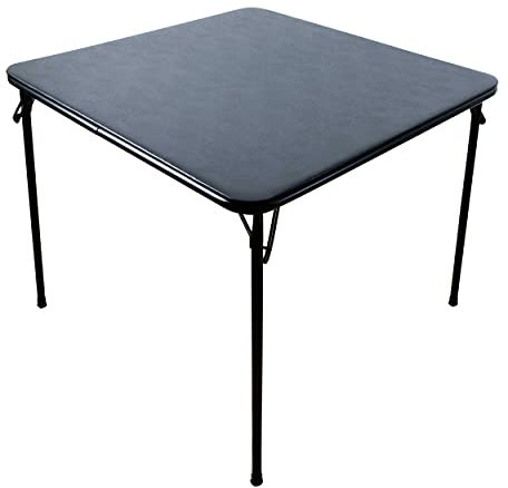 Stalwart - Klapptisch 86x86 cm – Leichter, gepolsterter Esstisch mit Kunstleder-Tischplatte – Klapptisch für Camping, Garten, BBQ, Veranstaltungen und Büro – Metallrahmen, Schwarz