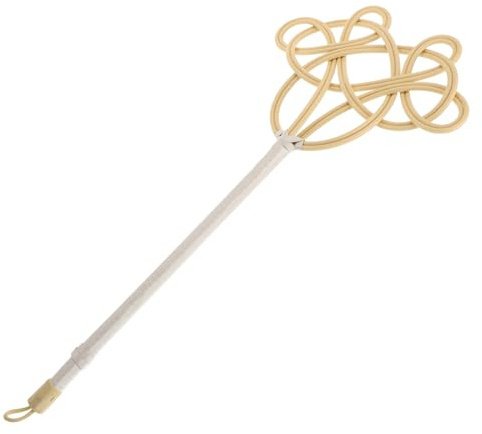 FRCOLOR Batidor Manual para Alfombras y Colchas de Plástico Beige Mango Largo, para Eliminar Polvo en Salones y Estudios de Forma Práctica