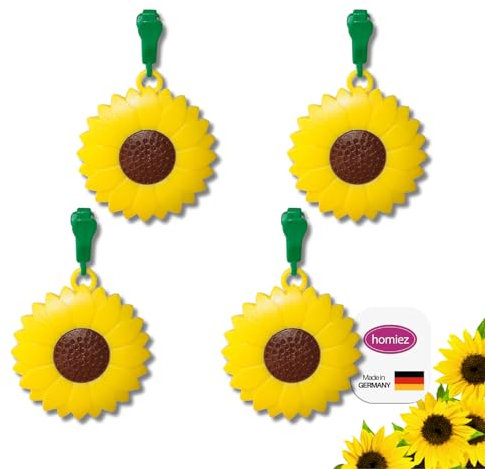 homiez Tischdeckenbeschwerer Blume– extra schwer (56g) – Tischdeckengewichte gegen Wind – 4er Set - mit Metall-Kern – Tischdeckenhalter für Garten, Balkon, Camping, Outdoor (Sonnenblume)