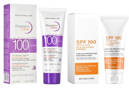 Altherona Sonnencreme Gesicht LSF 100, Anti Aging Sunscreen für Gesicht & Körper, Sonnenschutz für Hoher UV-Schutz, SPF 100 Face Cream Beruhigende für Outdoor Sport, 2er Pack, Leichte Nicht Fettende