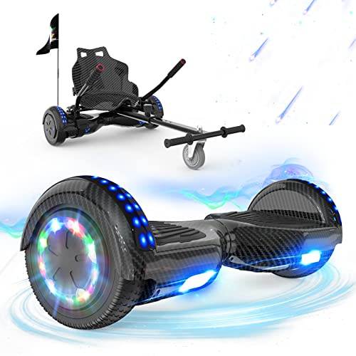 RCB Hoverboards with Go Kart Seat Bundle for Kids Segways Built in LED lights Bluetooth Speaker Hoverboards, Gift for Kids and Adult