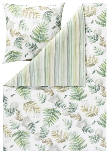 ESTELLA Kuschelflanell Bettwäsche Fern Leaves grün