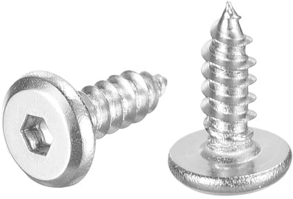 M6 x 16mm Screws (50 Pack), Stainless Steel Hex Socket Cap Screws, Self Tapping Full Thread Bolts for Wood Furniture, Flat Round Head Fasteners