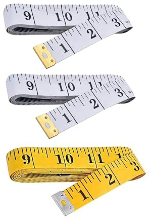 3Pack Dual Sided Body Measuring Tape Measures for Body Flexible Leather Body Tapes Measure for Tailors Weight Loss Waist Tape Measure Sewing 200 cm 78.7 Inch(Yellow and White)