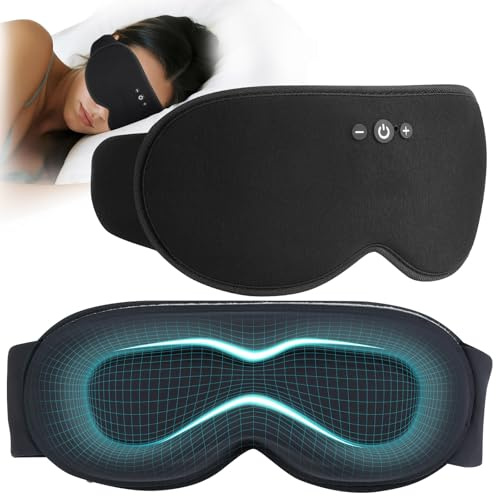MUSICOZY Bluetooth 5.4 Schlafmaske Kopfhörer - Null Druck 15° Ultradünne Bambus Baumwolle Kabellose Augenmaske, 3D Konturierte Bluetooth Schlafmaske mit Waschbaren Kopfhörern für Seitenschläfer