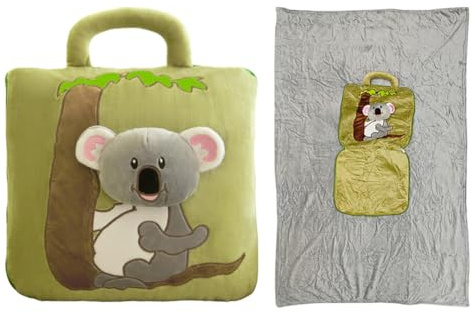 WFKKMEQ Manta y Almohada de Viaje 2 en 1, Franela Almohada y Manta 2 en 1 Portátil, para Adultos y Niños, para Sofá Cama Silla de Oficina Vuelo Largo Esencial, Tren y Camping