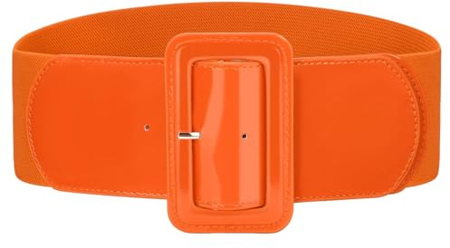VONMELLI Dehnbarer breiter Damengürtel, elastisch, Vintage-Gürtel für Damen, modischer Taillengürtel für Kleid, Orange, 38-42W