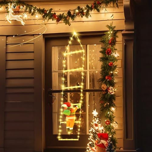 IGRARK Cadena de luces LED de 0,75 m, con 98 ledes, con Papá Noel, luz blanca cálida, iluminación navideña con 8 modos, temporizador y memoria, resistente al agua, decoración navideña para interior y