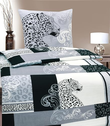 MB Warenhandel24 Bettwäsche Winter Biber Baumwolle attraktive Designs 135x200 + 80x80 cm 2-4 TLG teilig (Leopard Design, 1x ca. 135x200 cm + ca. 1x 80x80 cm)