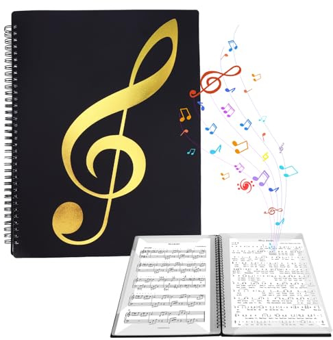 Kinberry A4 Notenmappe, Schwarz Music Sheet Chormappe 30 Seiten Kunststoff Music Folder, Musiknote Mappe Wasserdicht Kunststoff Präsentationsmappe Mappe für Noten Dokumente Zeichnungen Fotos