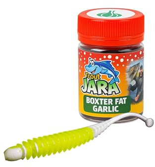Trout Jara Boxter Fat Forellenköder in 80mm Länge – Knoblauch-Aroma, schwimmend, Softbait für Forellenangeln | Inhalt: 9 Stück | Farbe: 206