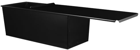 OSOLADY Teglia per Pane Nero Rettangolare con Coperchio Scorrevole Antiaderente 1000G Scatola per Toast Resistente in Metallo per Forno Domestico e Professionale Utensile da Cucina per