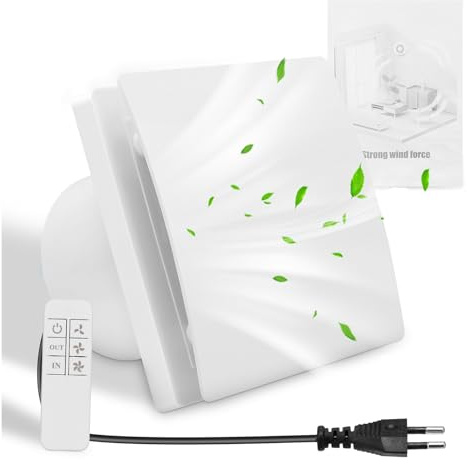 Ventilador Extractor de Baño 100mm, Extractor de aire Higroreglable con 3 velocidades, mando a distancia, silencioso, para montaje en pared o techo con cable de 1,5 m, ideal para cocina y garaje