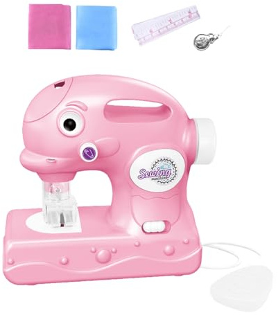 Symaskin för nybörjare – elektriska barnleksakssymaskin från Abs | hushållshantverk set för pojkar flickor | rosa/medellila/liten lila/rosa batteriversion