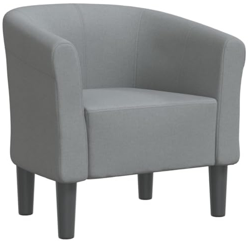 Roanoer Poltrona Club Grigio Chiaro Moderna - Poltrona Imbottita in Tessuto per Soggiorno, Camera da Letto e Ufficio - Elegante Poltrona Cocktail con Struttura in Legno e Imbottitura in Schiuma