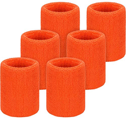 Willbond Schweißbänder fürs Handgelenk, Sport-Schweißbänder für Wettkämpfe, schweißabsorbierend, für Basketball, Tennis, Fußball, Laufen und Arbeit, 6 Stück